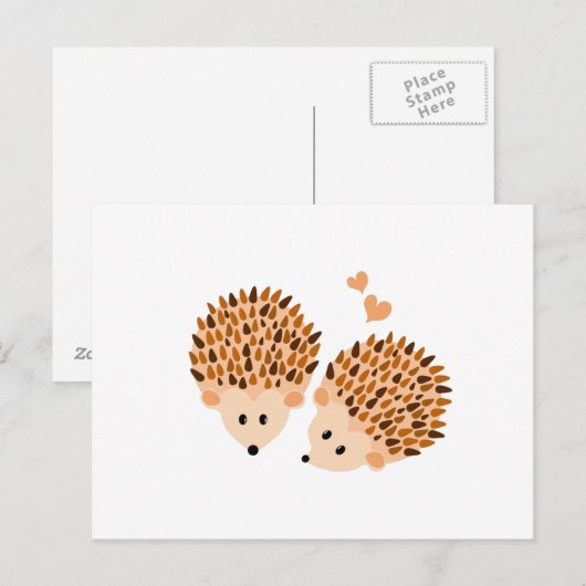 Carte Postale Illustration Hérisson (Devant / Derrière)