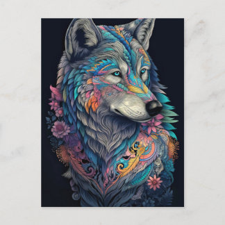 Carte Postale Illustration Hunter Wolf