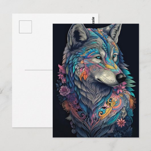 Carte Postale Illustration Hunter Wolf (Devant / Derrière)