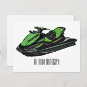 Carte Postale Illustration Jet ski (Devant / Derrière)