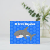 Carte Postale Illustration joyeuse du grand requin blanc (Debout devant)