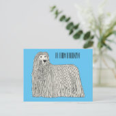 Carte Postale Illustration Komondor pour chien (Debout devant)
