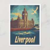 Carte Postale Illustration Liverpool England Art Vintage voyage (Devant)