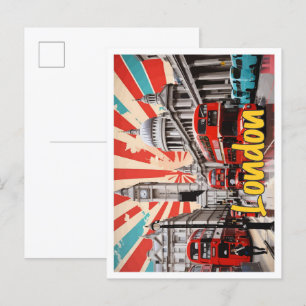 Carte Postale Illustration Londres Angleterre Pop Art Travel