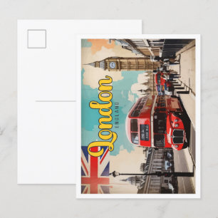 Carte Postale Illustration Londres Angleterre Pop Art Travel