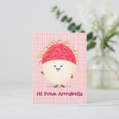 Carte Postale Illustration mignon du ramboutan rose (Debout devant)