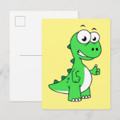 Carte Postale Illustration mignonne de Tyrannosaurus Rex. 2 (Devant / Derrière)