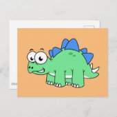 Carte Postale Illustration mignonne d'un stégosaure. 2 (Devant / Derrière)