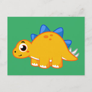 Carte Postale Illustration Mignonne D'Un Stegosaurus.
