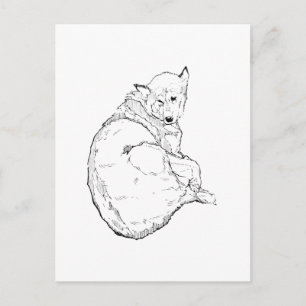 Carte Postale Illustration minimaliste de Husky sibérien