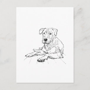 Carte Postale Illustration minimaliste de l'amour pour les chien