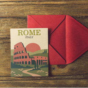Carte Postale Illustration minimaliste de Rome Italie Colisée