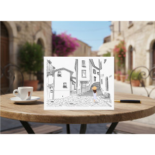 Carte Postale Illustration minimaliste de rue européenne