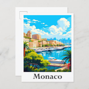 Carte Postale Illustration Monaco Art Vintage voyage