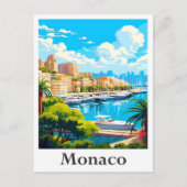 Carte Postale Illustration Monaco Art Vintage voyage (Devant)