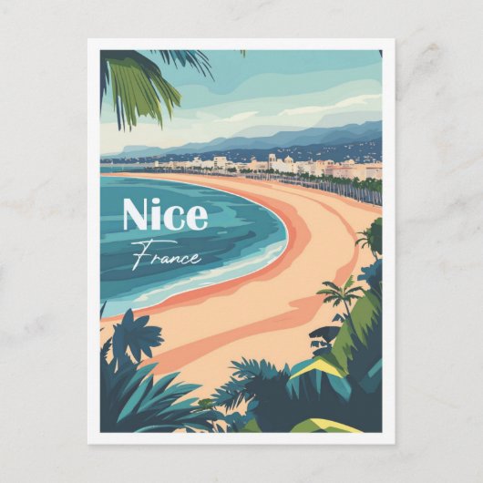 Carte Postale Illustration Nice France Art Travel Place (Devant)