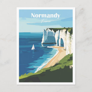 Carte Postale Illustration Normandie France Artwork Travel Place
