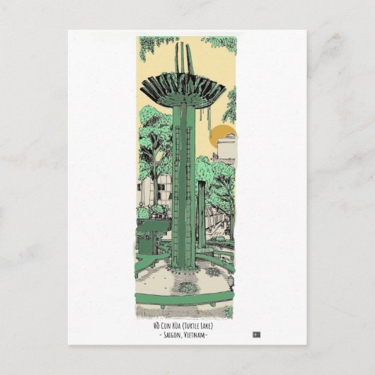 Carte Postale Illustration numérique de Turtle Lake Saigon (Devant)