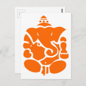 Carte Postale Illustration Orange Ganesha (Devant / Derrière)