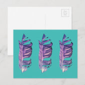 Carte Postale Illustration originale de dessin de plumes (Devant / Derrière)