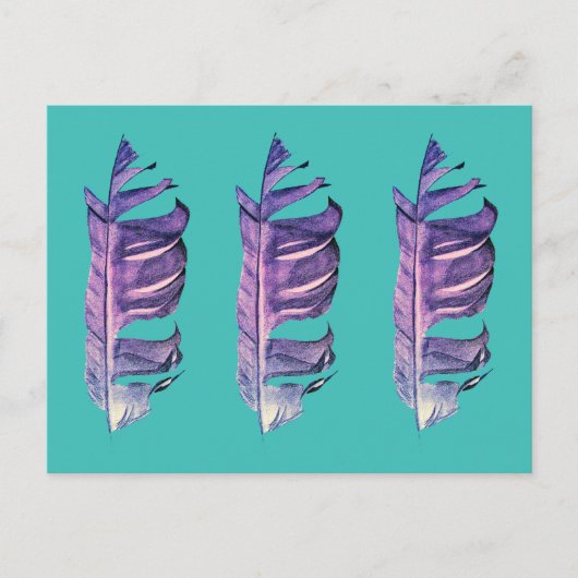 Carte Postale Illustration originale de dessin de plumes (Devant)