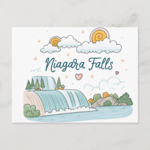 Carte Postale Illustration pastel de style cartoon des chutes du