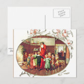 Carte Postale Illustration Père Noël avec enfants (Devant / Derrière)