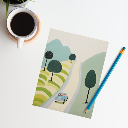 Carte Postale Illustration pittoresque du voyage routier