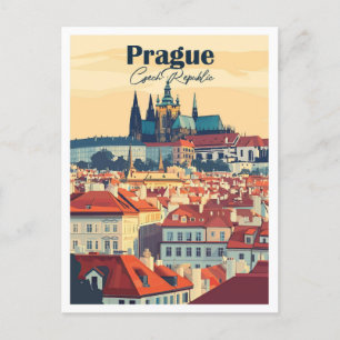 Carte Postale Illustration Prague Czech Art Travel Place