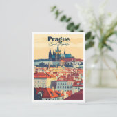 Carte Postale Illustration Prague Czech Art Travel Place (Debout devant)