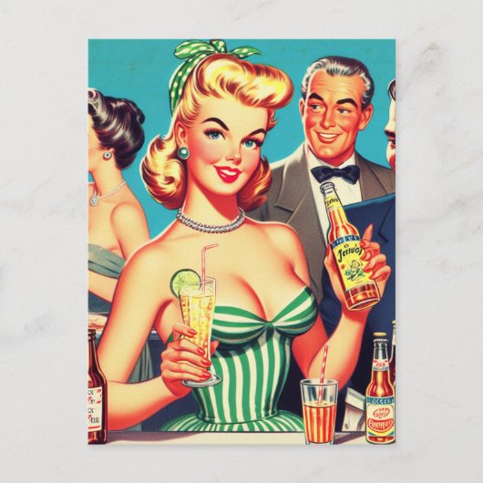 Carte Postale Illustration Retro Cocktail Party (Devant)