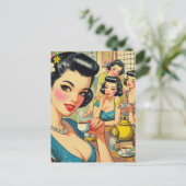 Carte Postale Illustration Retro Cute Asian Girl (Debout devant)
