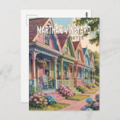 Carte Postale Illustration Rétro de Martha's Vineyard Massachuse (Devant / Derrière)