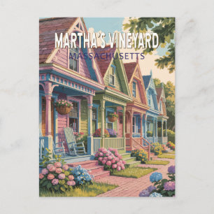 Carte Postale Illustration Rétro de Martha's Vineyard Massachuse