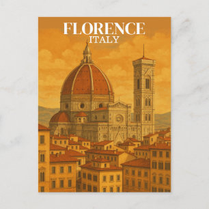 Carte Postale Illustration rétro de voyage à Florence en Italie 