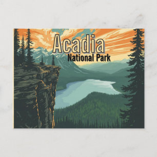 Carte Postale Illustration rétro du parc national d'Acadia