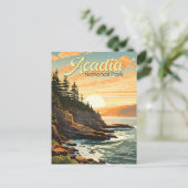 Carte Postale Illustration rétro du parc national d'Acadia (Debout devant)