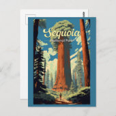 Carte Postale Illustration rétro du parc national de Sequoia (Devant / Derrière)