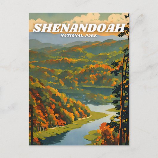 Carte Postale Illustration rétro du parc national de Shenandoah (Devant)