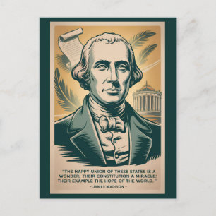 Carte Postale Illustration rétro du quatrième président James Ma