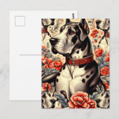 Carte Postale Illustration Retro Great Dane (Devant / Derrière)