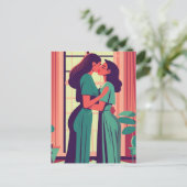 Carte Postale Illustration rétrospective d'un couple lesbien (Debout devant)