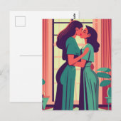 Carte Postale Illustration rétrospective d'un couple lesbien (Devant / Derrière)