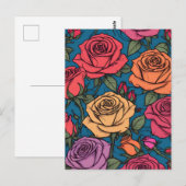 Carte Postale Illustration rose colorée (Devant / Derrière)