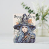 Carte Postale Illustration Salem Witch Happy Halloween (Debout devant)