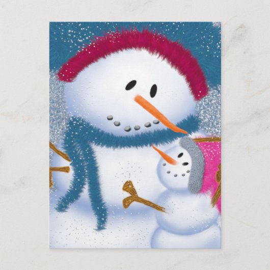 Carte Postale Illustration SnowMomma Et SnowGirl (Devant)