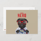 Carte Postale Illustration Superhero Carlin noir (Devant / Derrière)