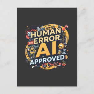 Carte Postale Illustration Technologique IA Approuvée Erreur Hum