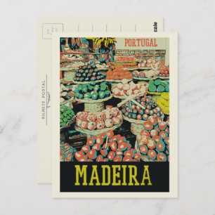 Carte Postale Illustration traditionnelle du marché de Madère Po