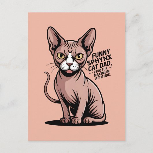 Carte Postale Illustration vectorielle de papa chat Sphynx drôle (Devant)